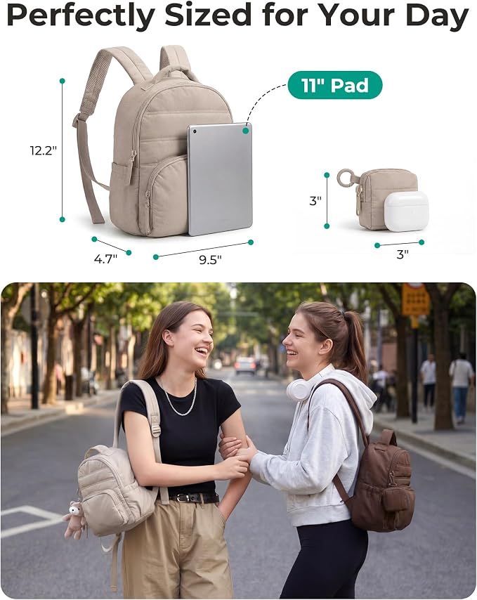 BAGSMART Small Backpacks for Women, Lightweight Puffer Mini Backpack Purse - Image 3