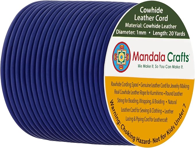 Mandala Crafts Round Genuine Navy Blue Leather Cord by MandalaCrafts