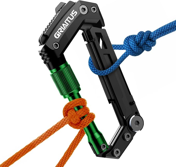 Carabiner Multitool with Pocket Knives, EDC Carabiners, Serrated Knife by GIRIAITUS