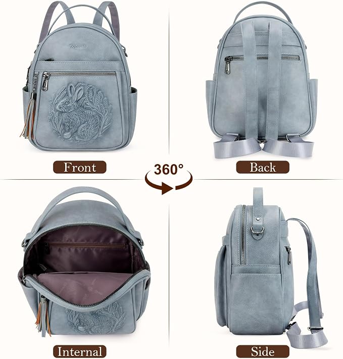 Mini Backpack Purse for Women, Embossed Leather Small Backpack Fashion Travel - Image 4