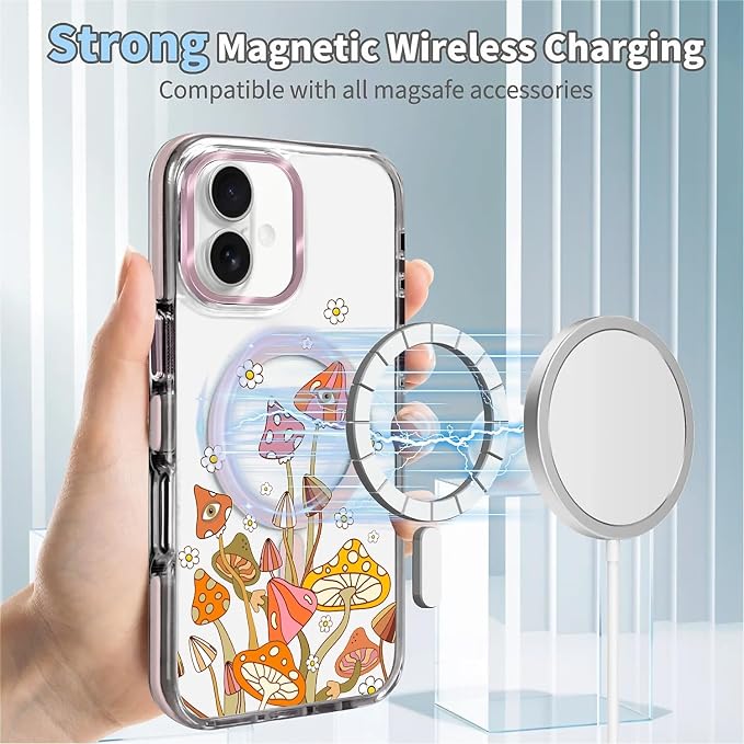 Case for iPhone 16 Plus, Retro Mushroom Sunflower Phone Case Design，for Women - Image 4