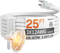 25 ft 12 Gauge Heavy Duty 3 Outlet Extension Cord Splitter by Deeklify