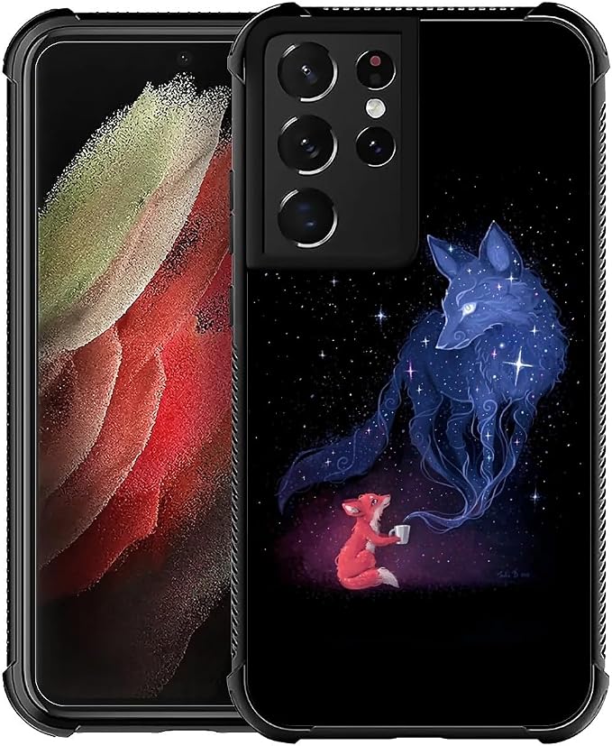 for Samsung Galaxy S21 Ultra Case, Galaxy Fox Wolf Pattern Graphic Design Girl by FKBRCL4U