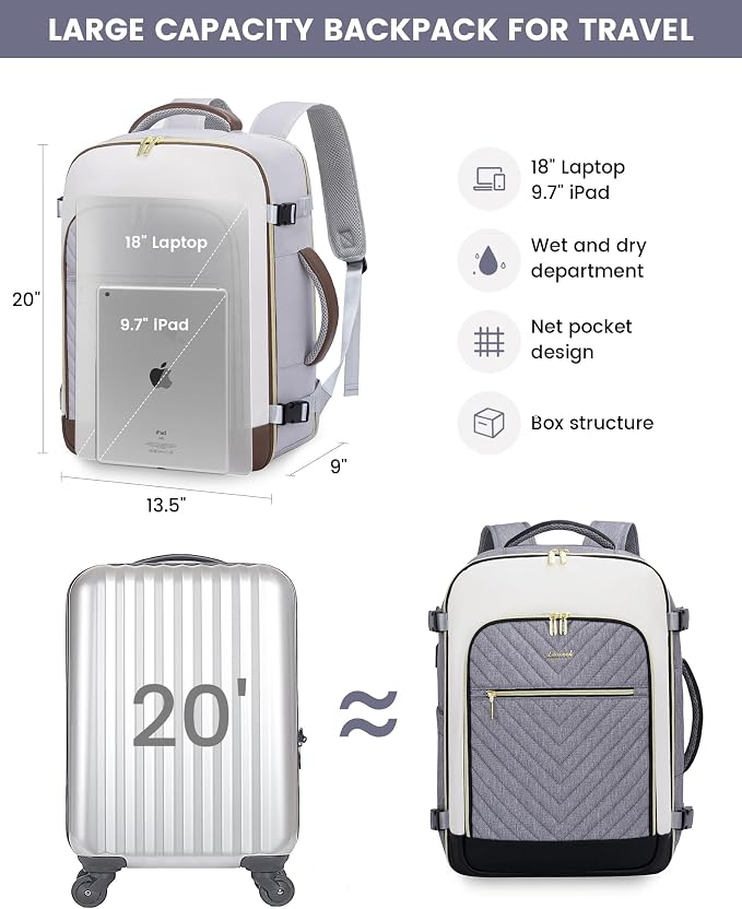 LOVEVOOK Large Travel Backpack for Women, 50L Carry on Backpack Airplane - Image 5