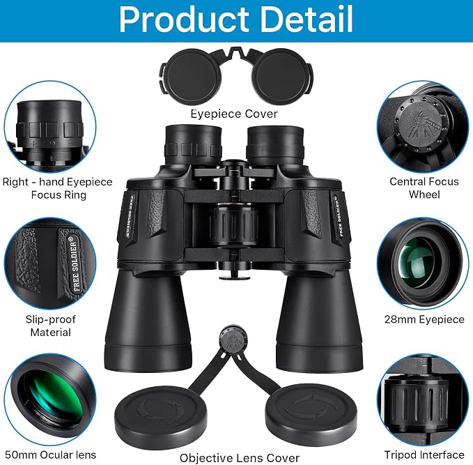 20x50 High Power Binoculars for Bird Watching 28mm Large Eyepiece Life - Image 9