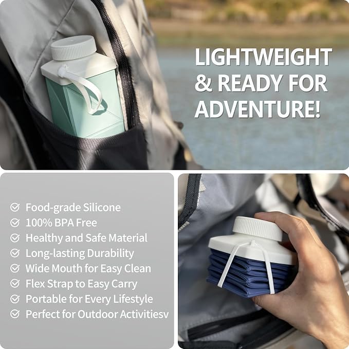 BEAUTAIL Collapsible Water Bottles 24.3oz, Foldable Travel Water Bottle - Image 3