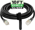 POWGRN 10 Ft 10AWG Black Outdoor Extension Cord Waterproof Heavy Duty 10 Gauge by POWGRN