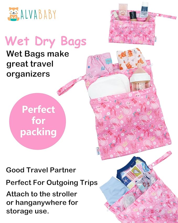 ALVABABY 3 pcs Cloth Diaper Wet Dry Bags Waterproof Reusable - Image 5