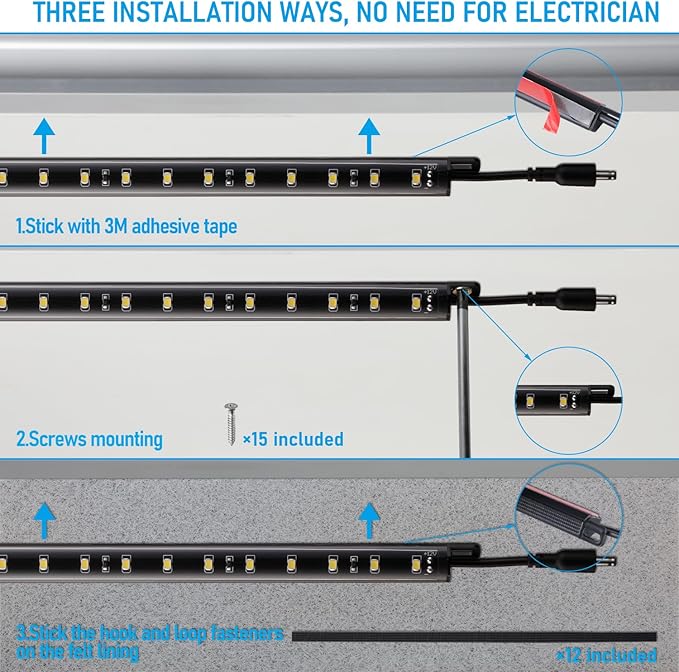 TORCHSTAR LED Safe Lighting Kit, 12 Inch Linkable Light Bars + Motion Sensor + - Image 5