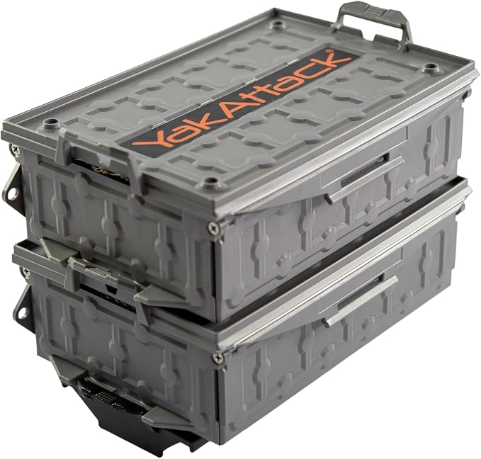 YakAttack TracPak Combo Kit – Battleship Grey | 2 Stackable Storage Boxes + by YakAttack