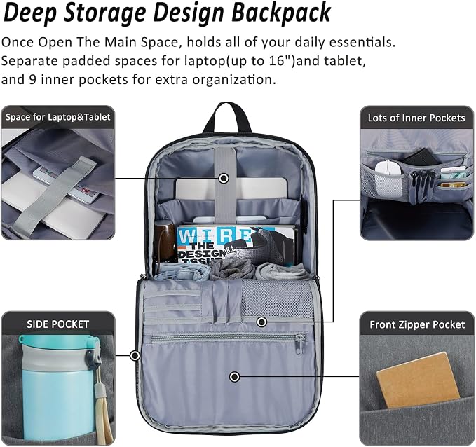 MAXTOP Deep Storage Laptop Backpack Business Anti-theft Backpacks College - Image 2