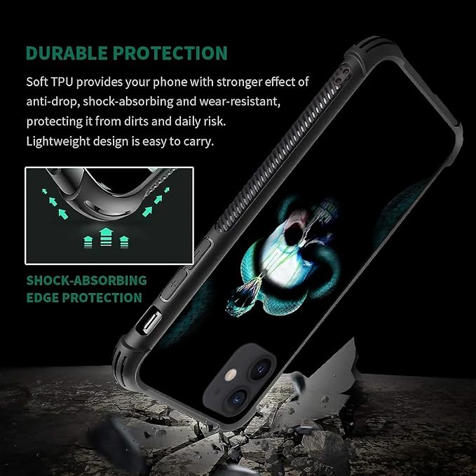 for iPhone 12 Mini Case, Skeleton Winding Snake Pattern Graphic Design Girl Boy - Image 4