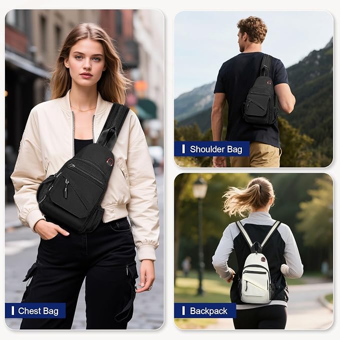 Crossbody Bag Casual Sling Bag for Men, Convertible Backpack, 3-in-1 Anti-Theft - Image 7