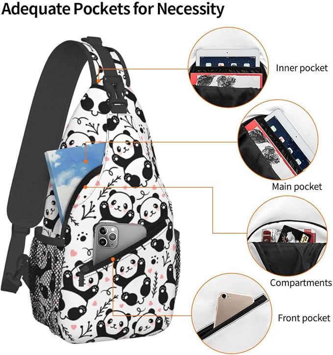 Cute Panda Sling Bag For Women Men Funny Backpack Crossbody Shoulder Bag Sling - Image 4
