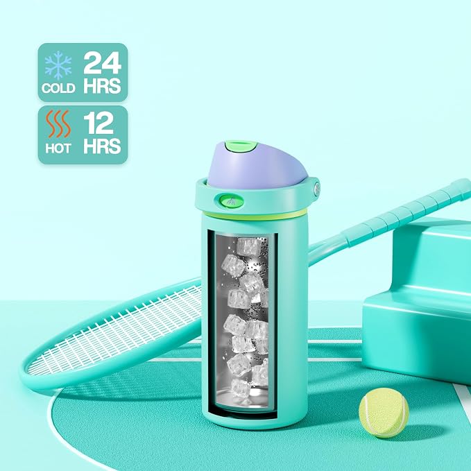 POWCAN 18 oz Insulated Water Bottle: 2-in-1 Push-Button Spout & Quick-Flip Straw - Image 3