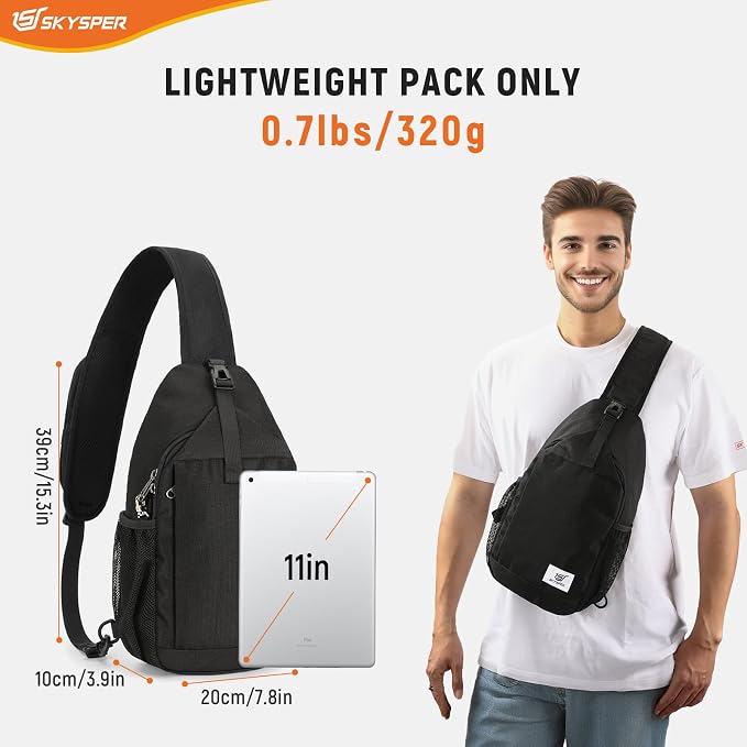 SKYSPER Sling Bag RFID Cross Body Bag Recycled Crossbody Backpack Travel Daypack - Image 2