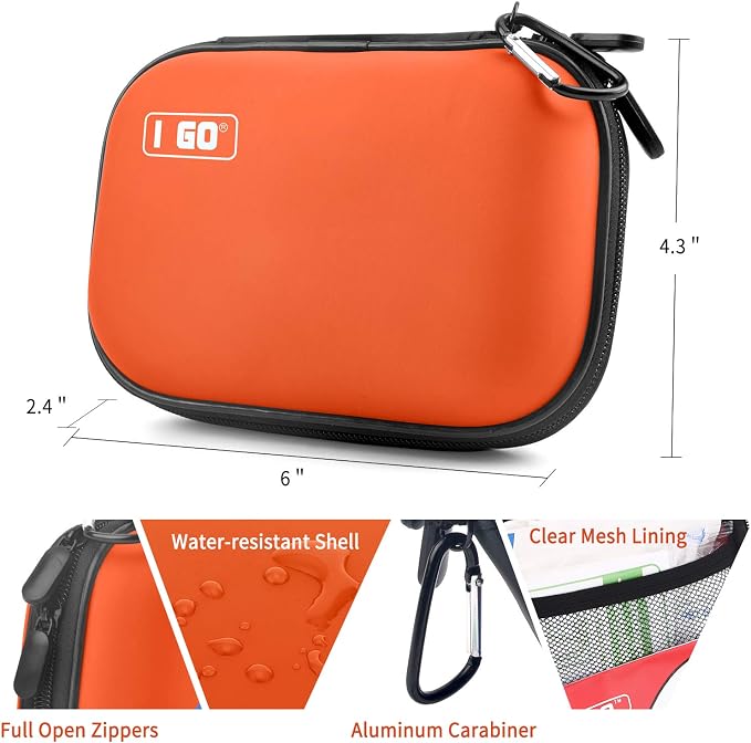 I GO 85 Pieces Hard Shell Mini Compact First Aid Kit, Small Personal Emergency - Image 2