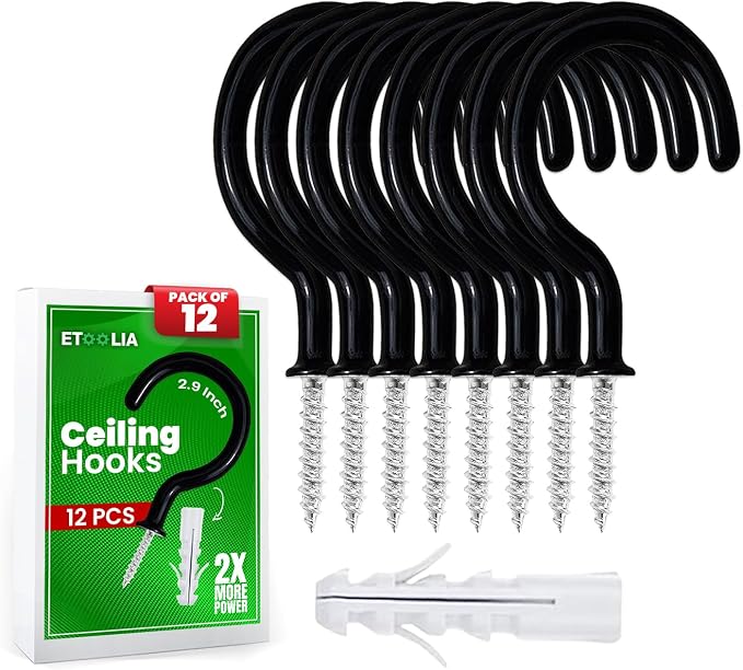 12 Pcs Ceiling Hooks for Hanging Plants by Etoolia