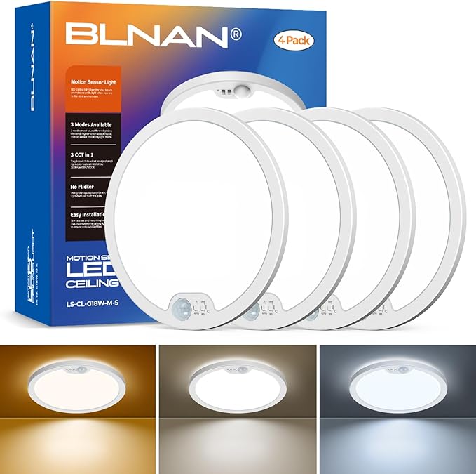 BLNAN Motion Sensor Ceiling Light Wired, 8.7 Inch 3000K 4000K 5000K Selectable by BLNAN