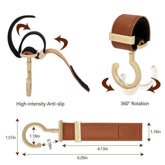 2 Pack Stroller Hooks, Strong Synthetic Leather Hook-and-Loop - Image 4