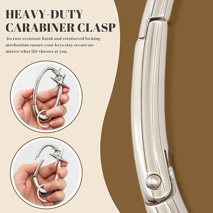 2pcs y2k Large Star Shape Carabiner Set, Cool Belt Loop Clip, Carabiner Keychain - Image 5