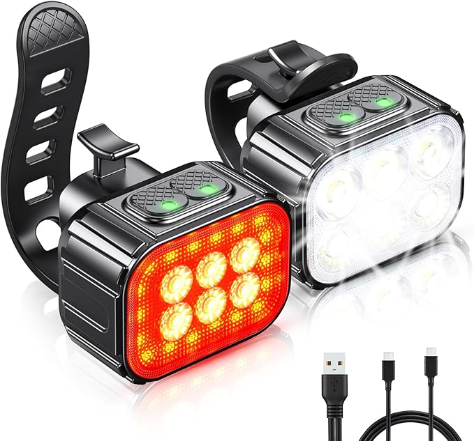 Cuvccn Bike Lights Super Bright, Rechargeable Bicycle Lights Set Multiple Modes by Cuvccnfocusonbikelights