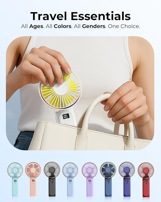 TUNISE Portable Handheld Fan, Portable Fan Rechargeable, 180° Adjustable - Image 6
