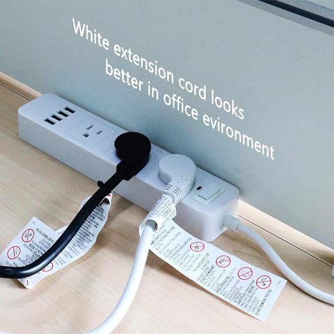 FIRMERST 1875W Flat Plug Extension Cord 10 Feet 14 AWG 15A White - Image 4
