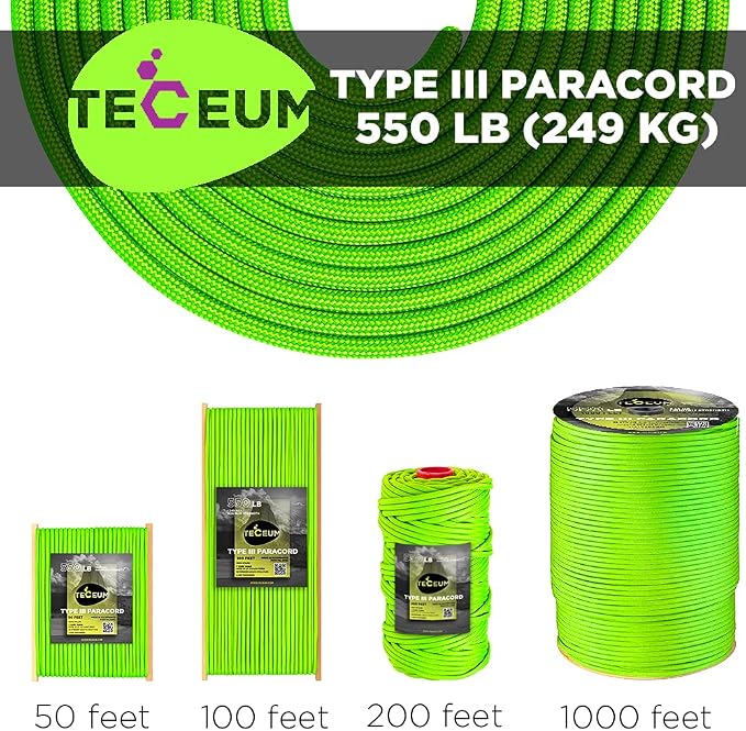 TECEUM 5/32" Paracord Rope 1000 – 1000ft / 200ft / 100ft / 50ft – Tactical - Image 9