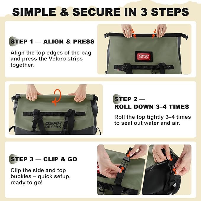 OSAH DRYPAK Waterproof Duffel Bag 25L/40L/60L – Heavy-Duty Motorcycle Tail Bag - Image 6