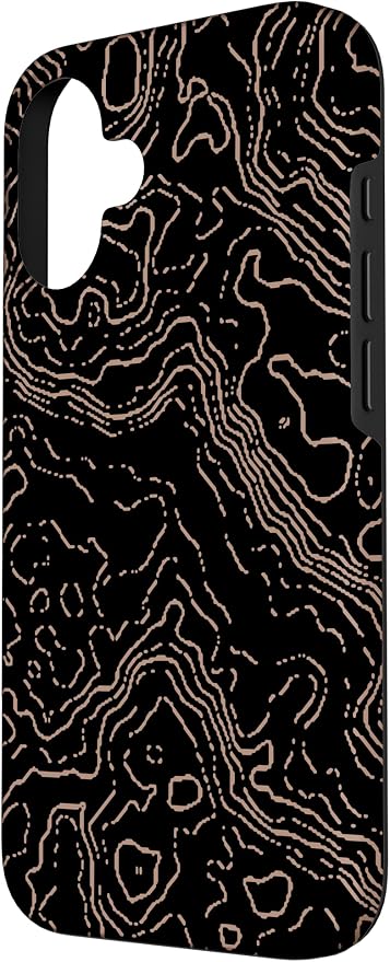 Topography Black & Brown Abstract Pattern Topographic Map Case - Image 2
