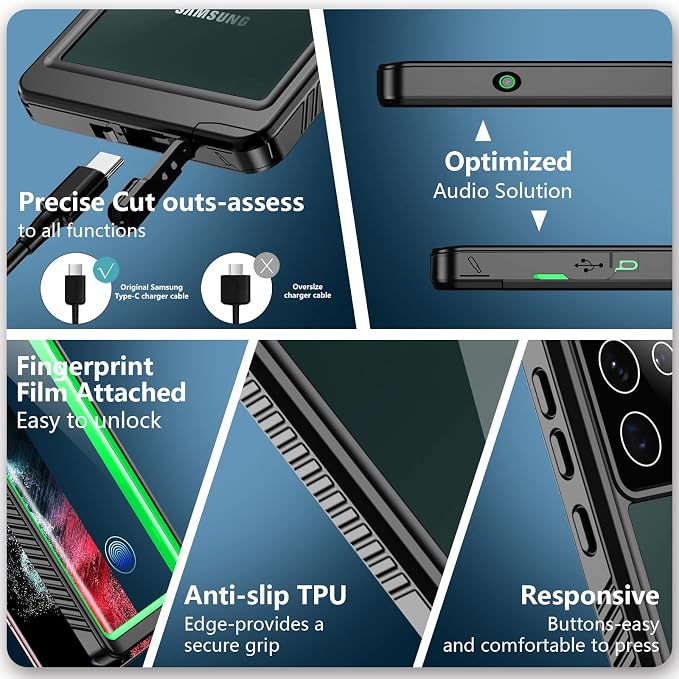 SPIDERCASE Designed for Samsung Galaxy S22 Ultra Case, Waterproof Built-in - Image 5