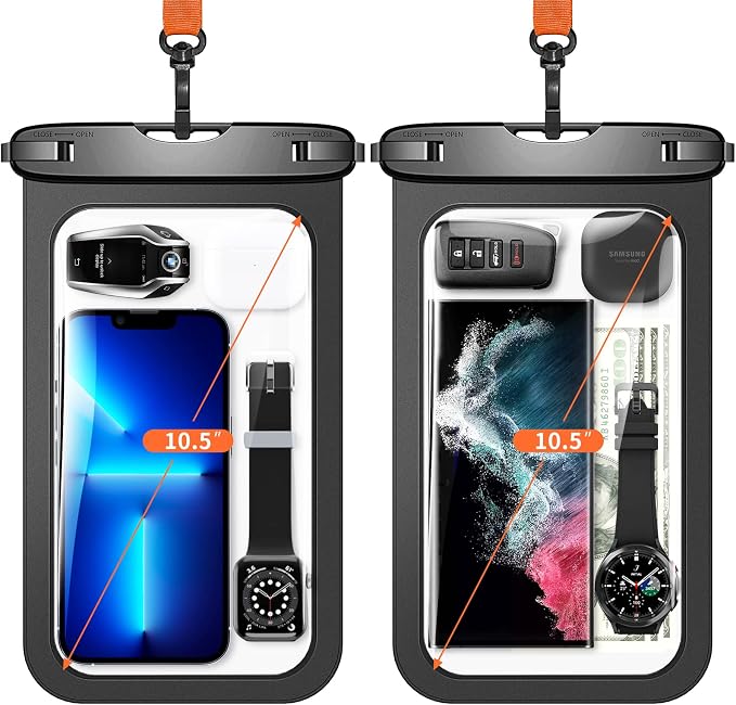 Lanhiem 10.5" Large Waterproof Phone Pouch, 2 Pack Universal IPX8 Waterproof by LanhiemHome
