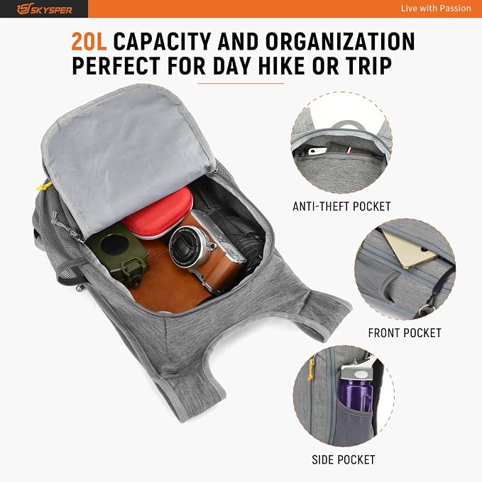 SKYSPER Small Daypack 10L/15L/20L Hiking Backpack Packable Lightweight Travel - Image 3