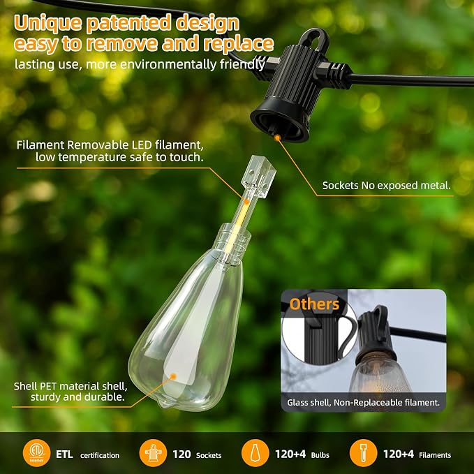 FOOMAN LED Outdoor String Lights, 240FT Outside Waterproof Patio Lights - Image 2