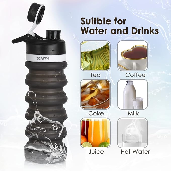 ONTA Collapsible BPA Free Silicone Water Bottle, 20oz - Image 4