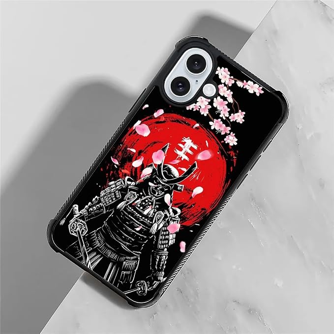 for iPhone 16 Plus Case, Sakura Japanese Samurai Pattern Graphic Design Girl - Image 3