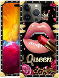 Compatible with iPhone 15 Pro Case, Glitter Red Rose Queen Leopard Lipstick by Unknown