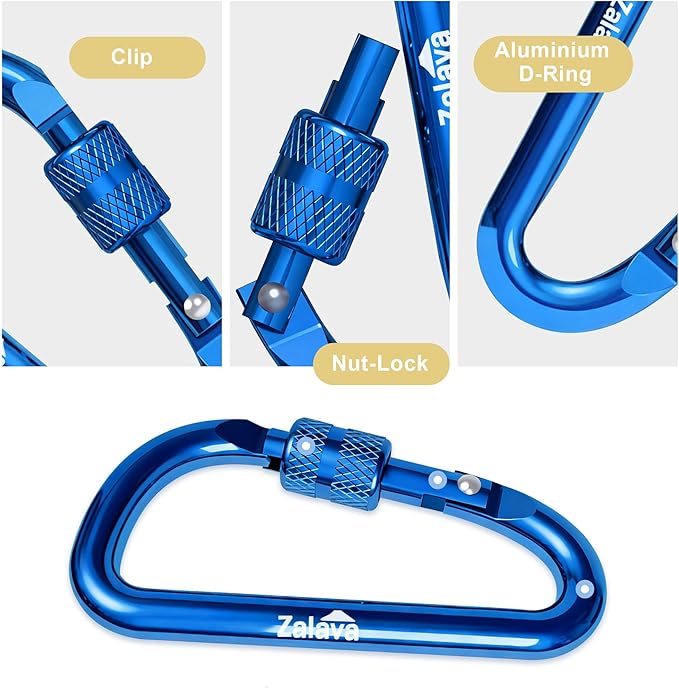 6PCS Carabiner Keychain, 2 inch Aluminum D-Clip Caribeener - Image 5