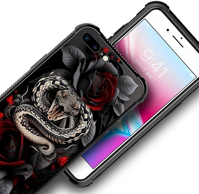 for iPhone 7/8 Case, Entwined Rose Snake Pattern Graphic Design Girl Boy Soft - Image 3