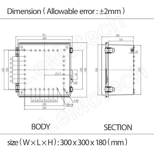 LeMotech Electrical Box, IP67 Waterproof Hinged Cover Stainless Steel Latch - Image 7