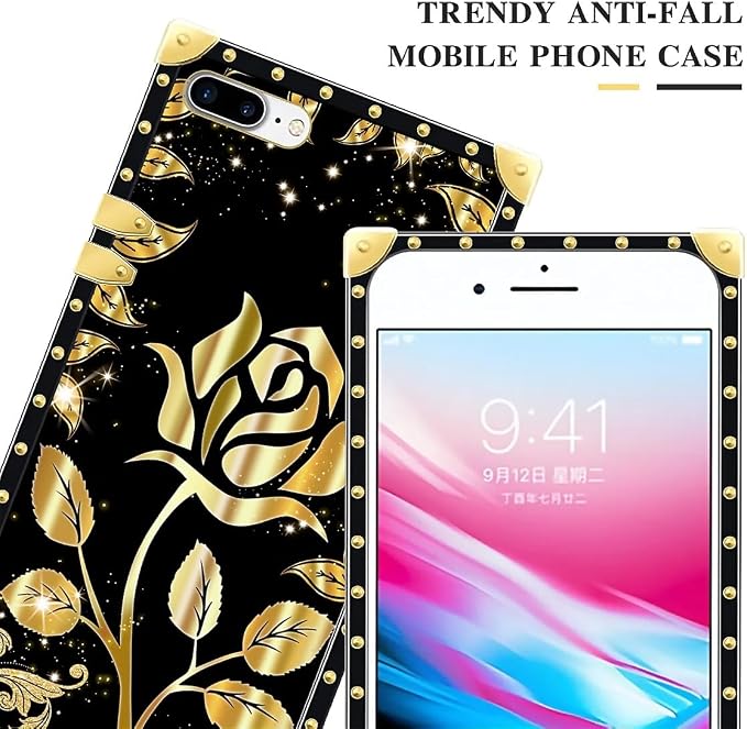 Compatible with iPhone 8 7 SE Case, Shine Gold Rose Luxury Golden Decoration - Image 4