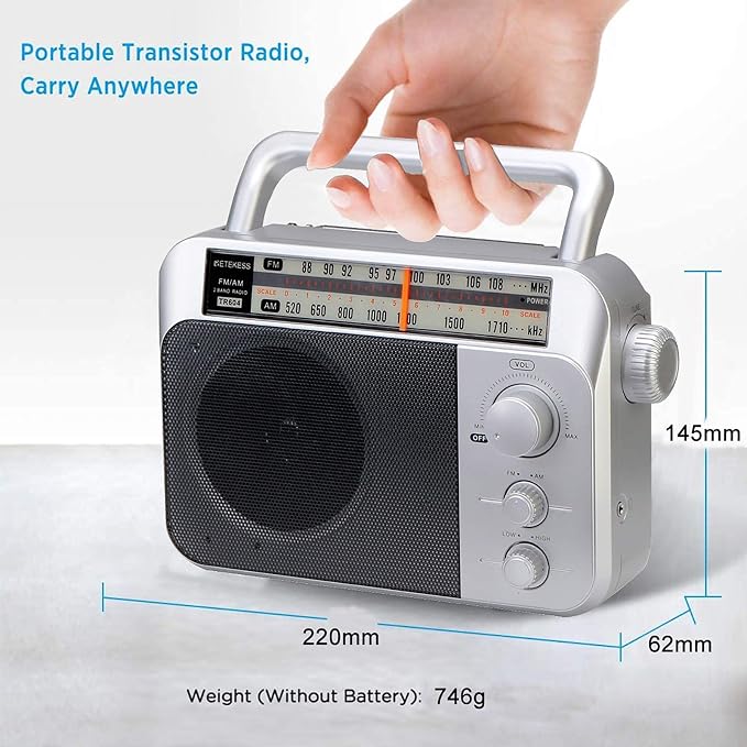 Retekess TR604 AM FM Radio Portable Transistor Analog Radio - Image 4