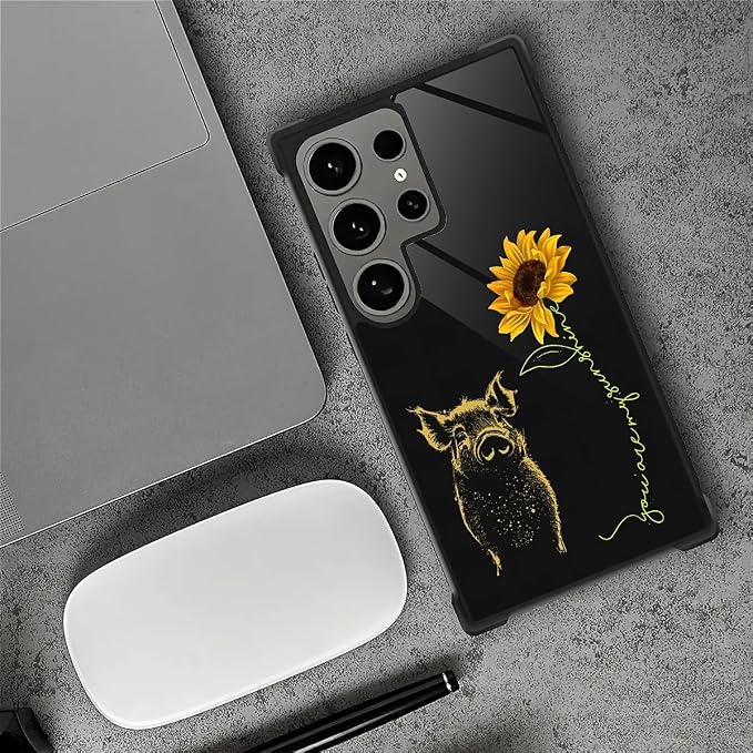 for Samsung Galaxy S24 Ultra Case, Pig Sunflower Yellow Sunshine Pattern - Image 6