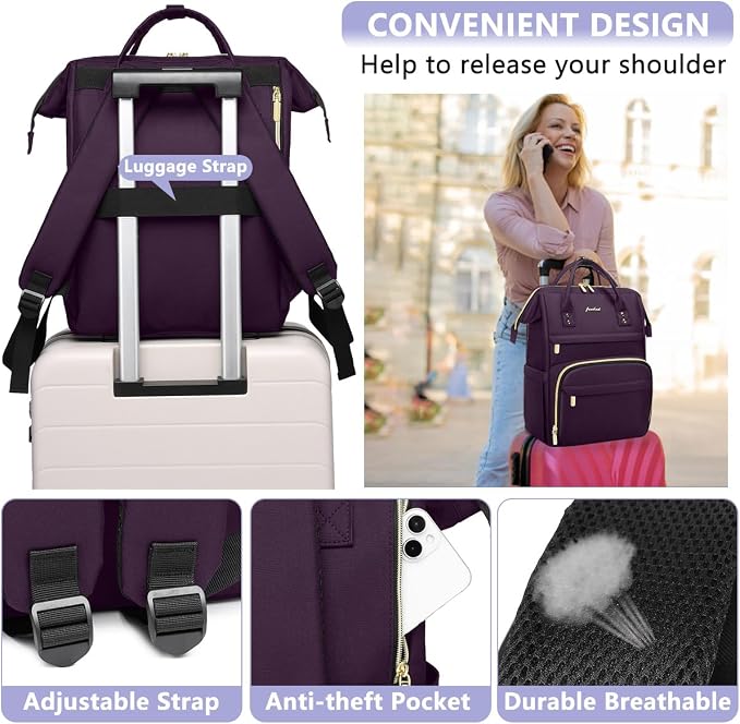 Focdod Laptop Backpack for Women Work Bags - Image 4