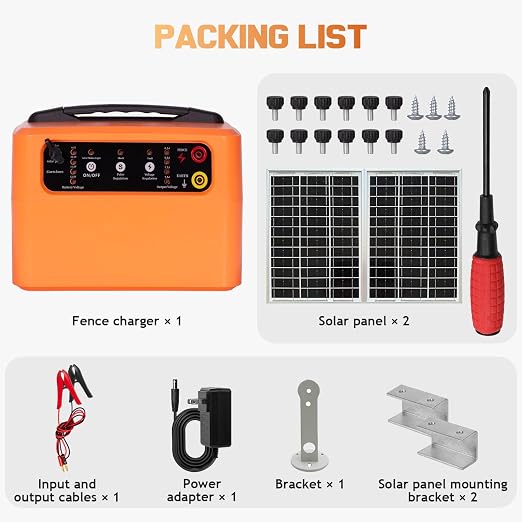 30 Miles/48km Solar Electric Fence Charger, 15W Solar Powered Fencer - Image 7