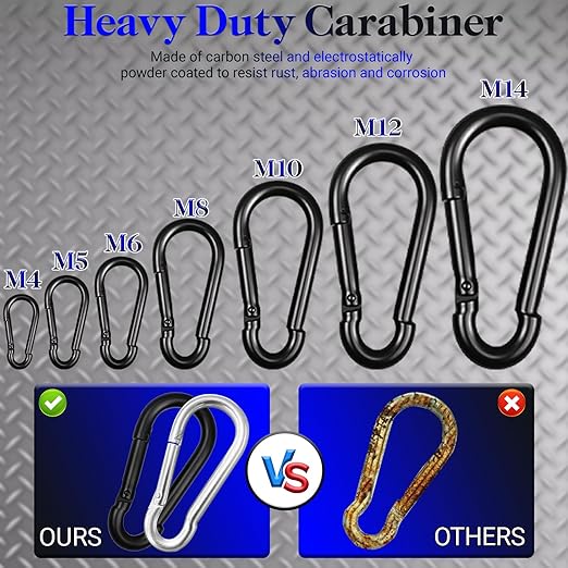 200 Pack M5 Carabiners, 3/16Inch Galvanized Steel Black Quick Link Small - Image 4