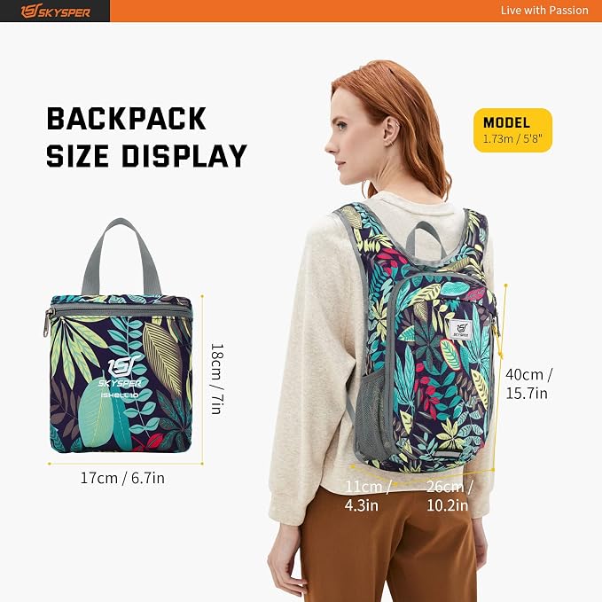 SKYSPER Small Daypack 10L Hiking Backpack Packable Lightweight Travel Day Pack - Image 6