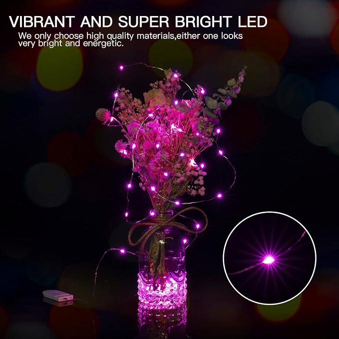 Brightown Valentine's Day 12 Pack Pink Led Fairy Lights Battery Operated String - Image 2