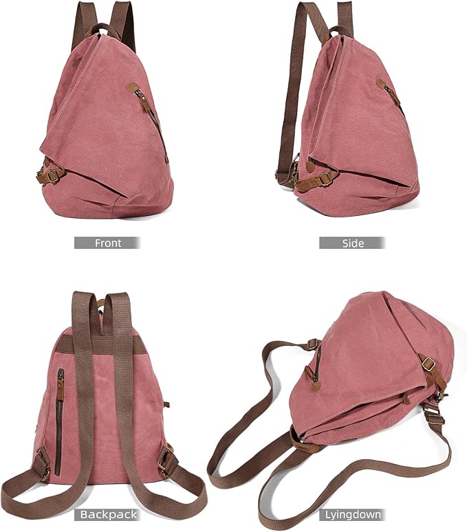 KL928 Canvas Vintage Backpack – Large Casual Daypack Outdoor Travel Rucksack - Image 9